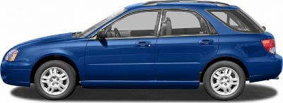 Side profile of a blue station wagon with alloy wheels