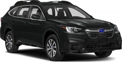 Front-side view of black mid-size SUV with detailed headlights and grille
