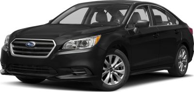 Front view with headlight and alloy wheels of a black mid-size sedan