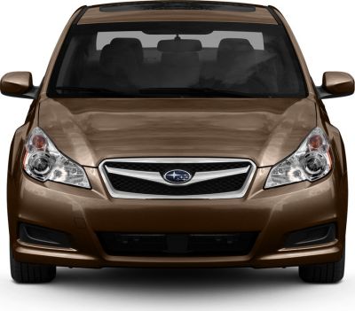 Front view of car with distinct headlights and grille
