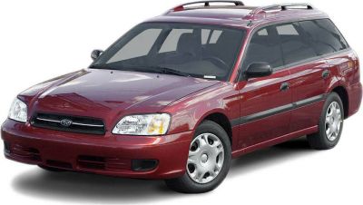 Front three-quarter view of a station wagon with roof rails and distinctive headlights.