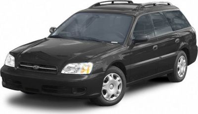 Front and side view of black station wagon with roof rails and alloy wheels