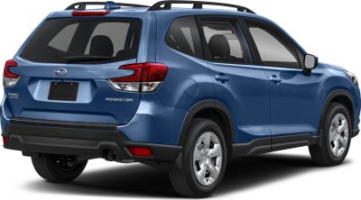Rear side view of a blue modern SUV with roof rails and distinctive tail lights