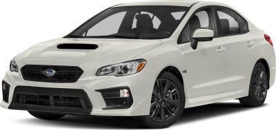 White sedan front with hood scoop and black grille