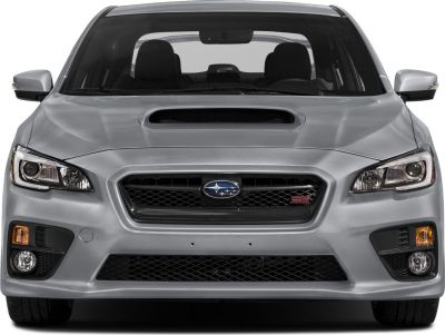 Front view with hood scoop and LED headlights