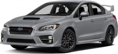 Sporty sedan with hood scoop and large rear wing