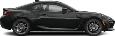 Side profile of a sleek sports coupe with sporty alloy wheels.