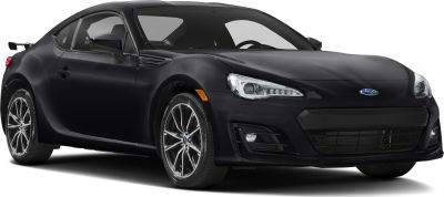 Sporty coupe front view with LED headlights and alloy wheels