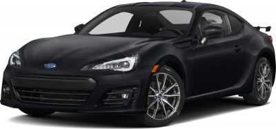 Sleek front and side view of a black sports coupe with alloy wheels.
