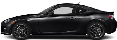 Black two-door coupe with alloy wheels side profile