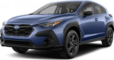 Blue SUV front side with hexagonal grille and black trim