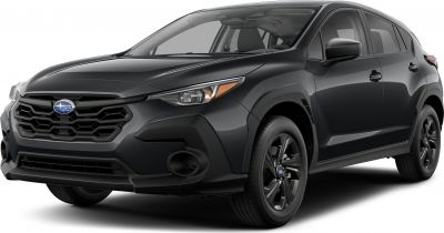 Front 3/4 view of black compact SUV with distinctive grille and headlights