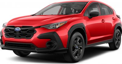 Red crossover front with honeycomb grille and sleek headlights