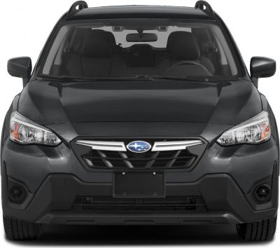 Front view with grille, headlights, roof rails of compact SUV
