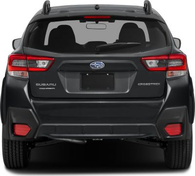Rear view with distinct tail lights and AWD badge on hatchback