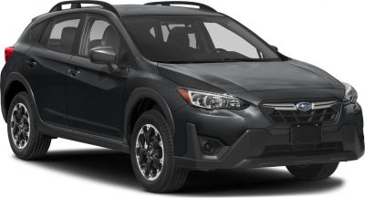 Front and side view of a compact crossover with rugged alloy wheels and distinct grille