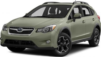 Front side view of compact crossover with distinctive headlights and black trim