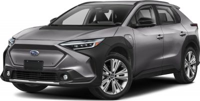 Front side view of a modern electric SUV with LED headlights and alloy wheels