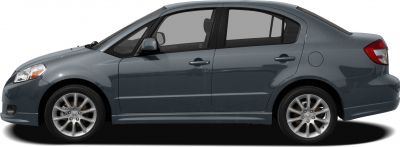 Side profile of a modern sedan with alloy wheels and four doors