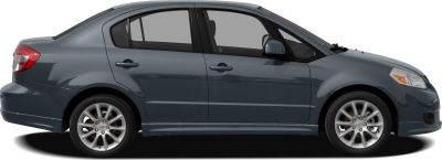 Side view of a sedan with alloy wheels and four doors