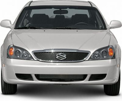 Front view showcasing headlights, grille, and turn signals