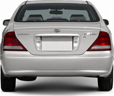 Rear view of a sedan with distinctive tail lights and trunk design