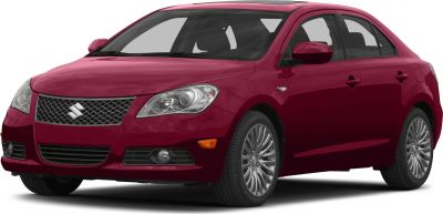 Front and side view of sedan with mesh grille and alloy wheels
