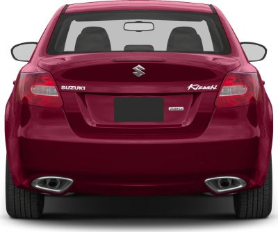 Rear view with dual exhaust pipes and AWD badge