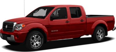 Red pickup truck with crew cab and long bed.