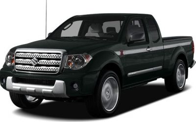 Front view of extended cab pickup truck with prominent grille and truck bed