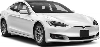White electric sedan with facelifted front and sleek wheel design
