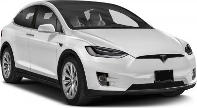 Front angled view of electric SUV with LED headlights and aerodynamic shape