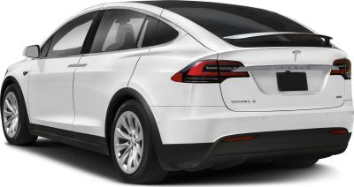 Rear side view of an electric SUV with aerodynamic design and distinctive taillights