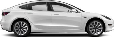White electric sedan, aerodynamic profile, alloy wheels, flush door handles