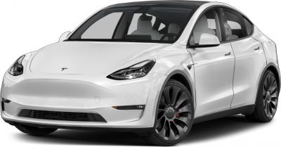Electric SUV front and side view with aerodynamic body and distinct wheels