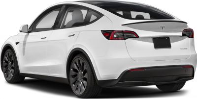 Rear side view of a sleek electric SUV with modern taillights and aerodynamic design