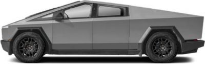 Side profile of angular pickup with futuristic design and rugged wheels