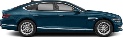 Sleek sedan side profile with multi-spoke wheels and chrome trim
