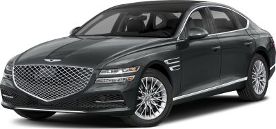 Large mesh front grille and quad LED headlights on luxury sedan.