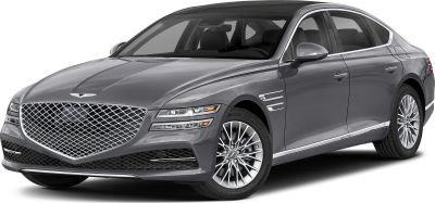 Front view with distinctive grille, LED headlights, and alloy wheels