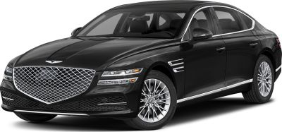 Luxury sedan with large grille and sleek LED headlights