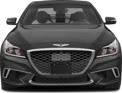Luxury sedan front with distinctive grille and LED headlights