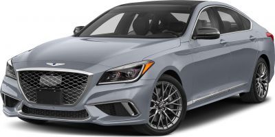 Front view of luxury sedan with unique grille and sleek headlights