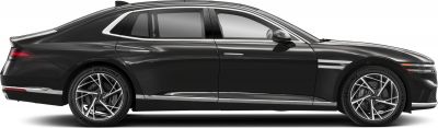 Side profile of a luxury sedan with multi-spoke alloy wheels