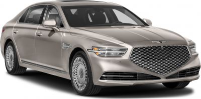 Luxury sedan with diamond-pattern grille and sleek LED headlights