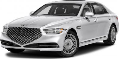 Large crest grille and intricate luxury alloy wheels on a front-side luxury sedan.