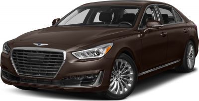 Distinctive front grille and LED headlights of a luxury sedan