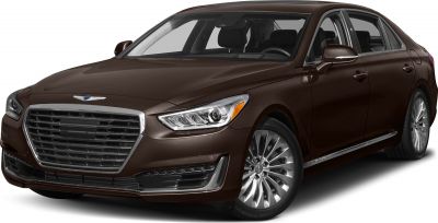 Luxury sedan front with chrome grille and multi-spoke alloy wheels