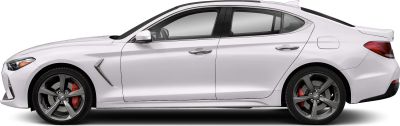 Luxury sports sedan side profile with alloy wheels and red brake calipers