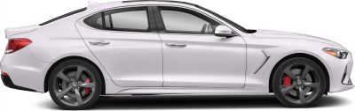Side profile showing alloy wheels and sporty sedan design